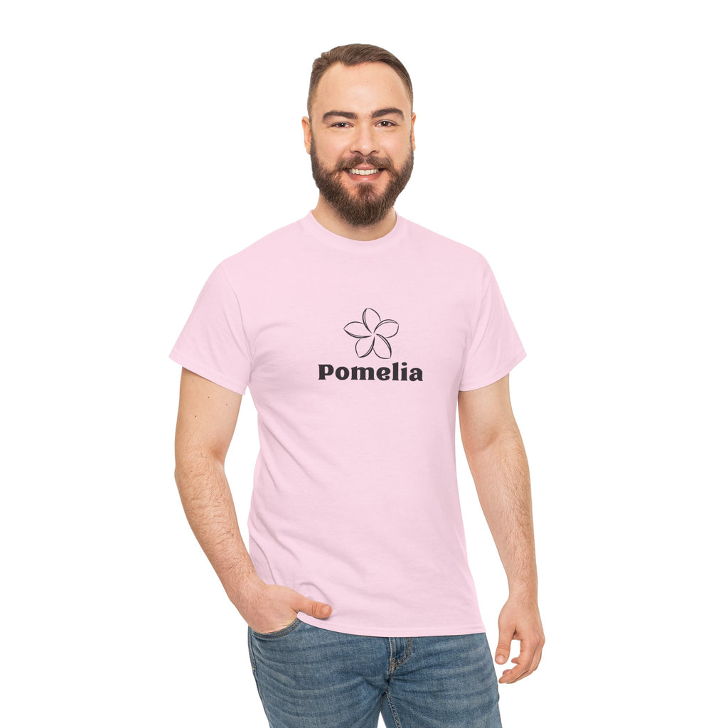 Pomelia Floral Logo Tee — Minimalist Flower Graphic T-Shirt