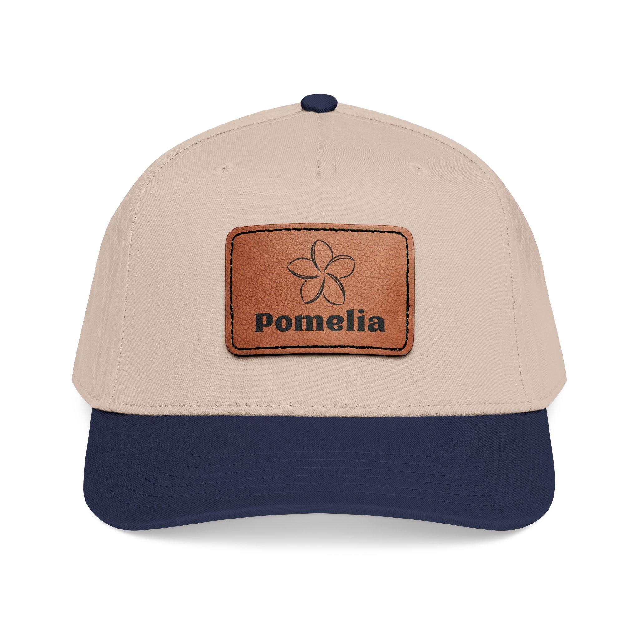 Leather Patch Baseball Cap — 'Pomelia' Mid-Profile Designer Hat